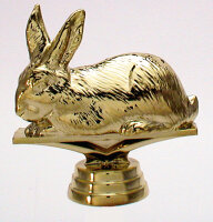 Kleintierfigur Kaninchen mit Sockel, 11 cm hoch, gold