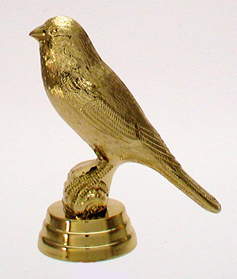 Kleintierfigur Kanarienvogel mit Sockel, 10,2 cm hoch, gold