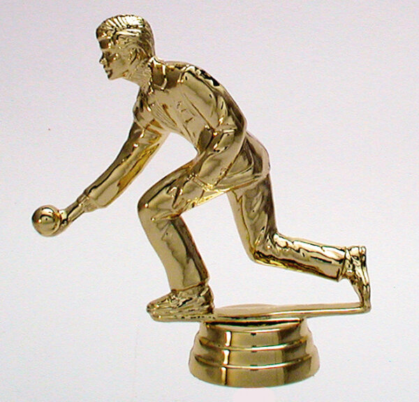 Kegelfigur "Kegler" mit Sockel, 12,3 cm hoch, gold