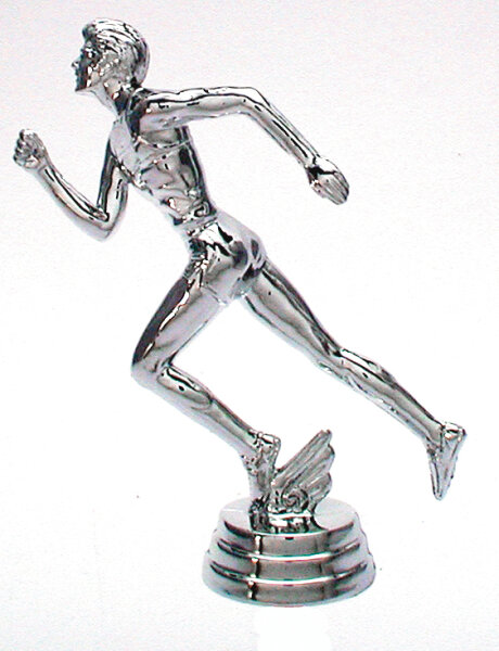 Sport-Figur L&auml;ufer, silber, 13,4 cm hoch mit Sockel