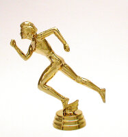 Sport-Figur L&auml;uferin, gold, 12,8 cm hoch mit Sockel