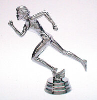 Sport-Figur L&auml;uferin, silber, 12,8 cm hoch mit Sockel