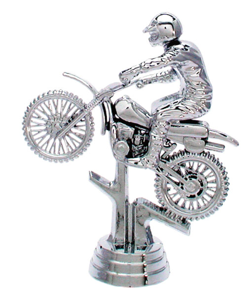 Motorsport-Figur "Motocross", silber, 13,4 cm hoch mit Sockel
