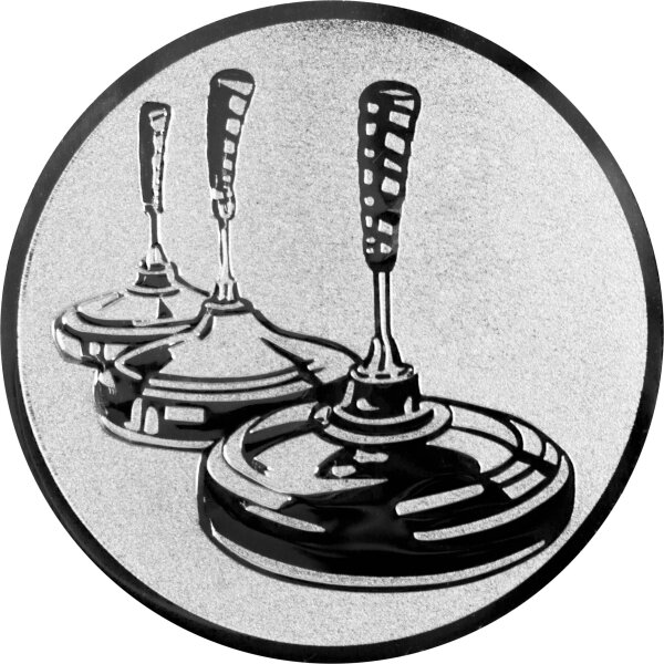 3 x Eisstock Emblem 50mm silber