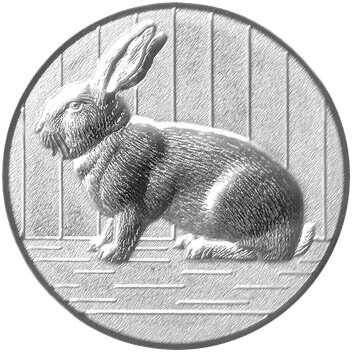 Kaninchen 3D Emblem, 25mm gold