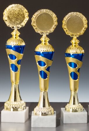 Pokalständer gold-/blaufarbig, 25,5 bis 33,4 cm