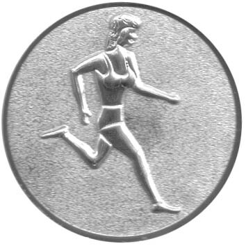 Leichtathletik Damen Läuferin 3D Emblem, 50mm bronze