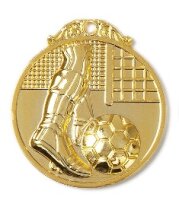 Fußballmedaille,  45 mm, gold-/ silber-/ bronzefarbig,
