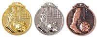 Fu&szlig;ballmedaille,  45 mm, gold-/ silber-/ bronzefarbig,