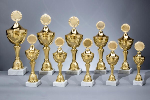 Pokal goldfarbig, 30,5 bis 49,5 cm hoch, 10er Serie