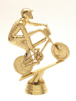 Radsport Figur "BMX", gold/ silber/ resin, 14,3 cm hoch mit Sockel