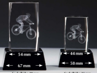 Kristallglas 3D Radsport, 3 Größen mit Sockel