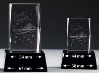 Kristallglas 3D "Schwimmer", 3 Größen mit Sockel