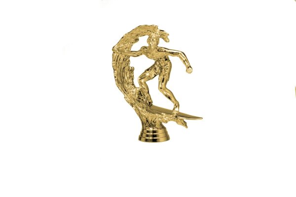 Sport- Figur "Surfen", goldfarbig, 15,9 cm hoch mit Sockel