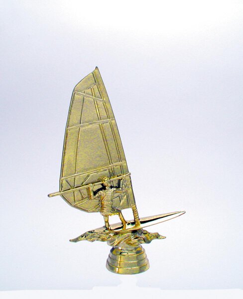 Sport- Figur "Windsurfen", goldfarbig, 17,8 cm hoch mit Sockel