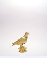 Kleintierfigur Taube mit Sockel, 10,8 cm hoch, goldfarbig