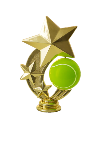 Tennisfigur "mit rotierendem Tennisball", 15,2 cm hoch, goldfarbig, mit Sockel