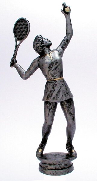 Tennisfigur "Damen- Tennis", 22,9 cm hoch, mit Marmorsockel resinfarbig