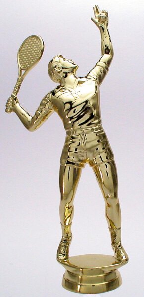 Tennisfigur "Herren- Tennis", 23,6 cm hoch, mit Marmorsockel goldfarbig