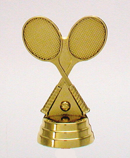 Tennisfigur "Tennisschläger", 9,6 cm hoch, goldfarbig, mit Marmorsockel
