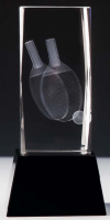Kristallglas 3D "Tischtennis", 3 Größen mit Sockel