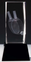 Kristallglas 3D "Tischtennis", mit Sockel 8,5 cm