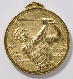 Medaille "Männergolf" mit 68 mm Ø, goldfarbig,