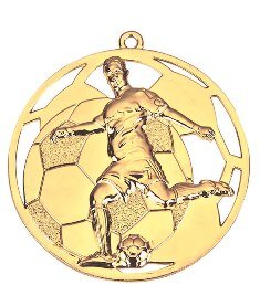 Fußballmedaille mit 50 mm Ø, goldfarbig,