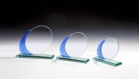 Glas-Award, oval, blaue Verziehrung, 3 verschiedene...