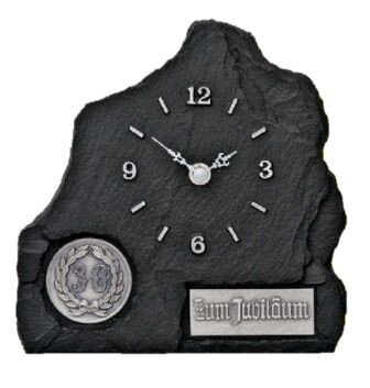 Standuhr in Schiefer-Look Optik, 18 cm hoch.