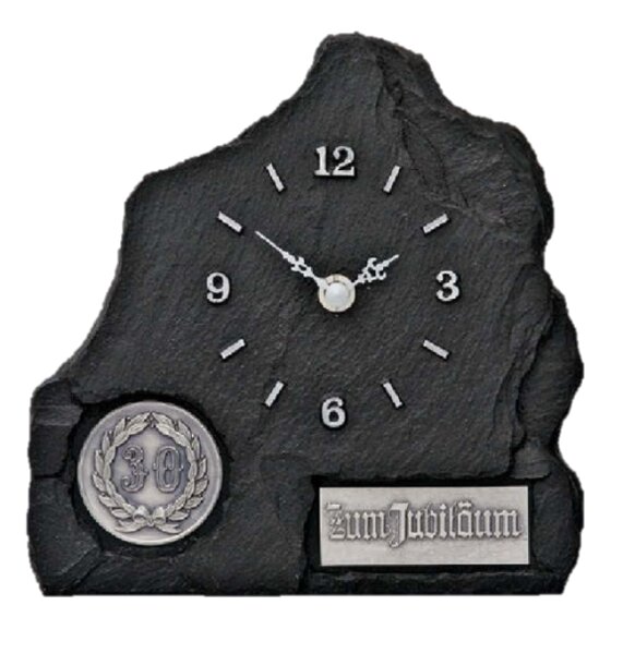 Standuhr in Schiefer-Look Optik, 18 cm hoch.