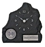 Standuhr in Schiefer-Look Optik, 18 cm hoch.