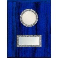 Holzplakette 20 x 15 cm mit Metallfassung, blauer Holz-Look