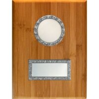 Holzplakette 20 x 15 cm mit Metallfassung, Bamboo-Look
