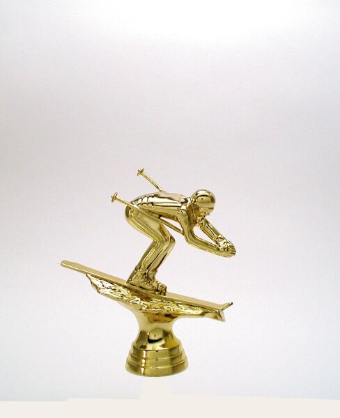 Skifigur"Abfahrt", 12,9 cm hoch, goldfarbig