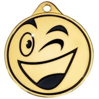 Medaille "Happy" mit 45 mm Ø, goldfarbig,