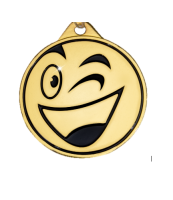 Medaille "Funny" mit 45 mm Ø, goldfarbig,
