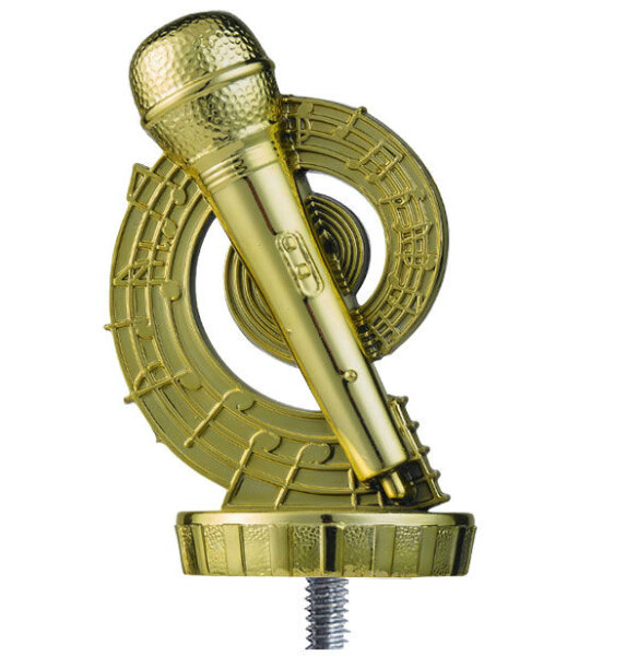 Pokalfigur "Musik- Mikrophon", goldfarbig, ca. 80mm hoch