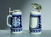 Keramik-Bierseidel mit Deckel, Wappenverzierung