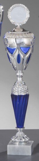Pokal si-bl. H459mm Regine Ø100, Marmor 75x30mm weiß