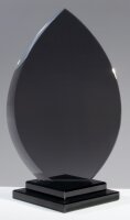 Obsidian- Glas-Trophäe schwarz, Ovale-Form 220 x 99mm,