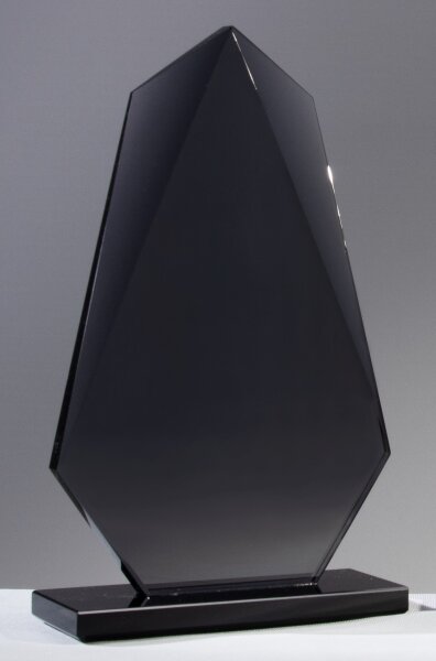 Obsidian- Glas-Trophäe "Obelisk" schwarz, 210 x 130mm,