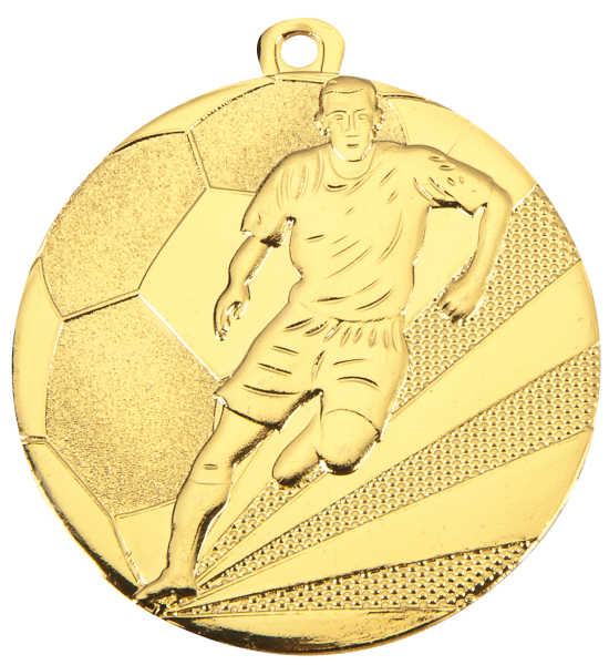 Fußballmedaille,  50 mm, gold-/ silber-/ bronzefarbig,