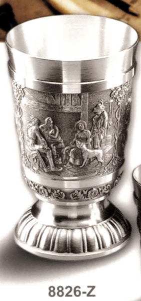 Zinnbecher "Defregger" verziert, 14 cm