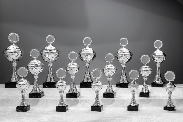 Pokal "Ilona" silberfarbig,  25,3 bis 43 cm hoch, 14er Serie