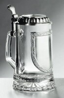 Glas-Bierkrug 0,5l, mit Zinndeckel mit Wappenauflage