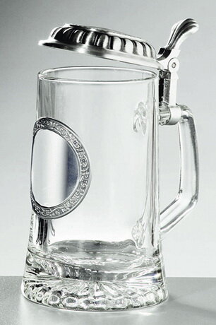 Glas-Bierkrug 0,5l, mit Zinndeckel