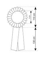 Preisschleife mit Rosette 110 mm Ø, Band 130 mm,