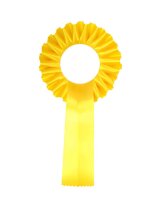 Preisschleife mit Rosette 110 mm Ø, Band 130 mm,