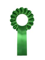 Preisschleife mit Rosette 110 mm Ø, Band 130 mm,